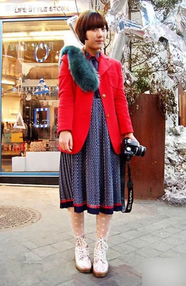 日本街拍 夏裙冬穿up时髦热度