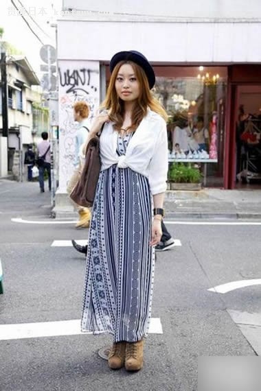 日本街拍 夏裙冬穿up时髦热度