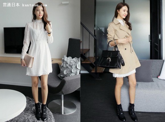 连衣裙巧搭外套 时尚美丽一百分
