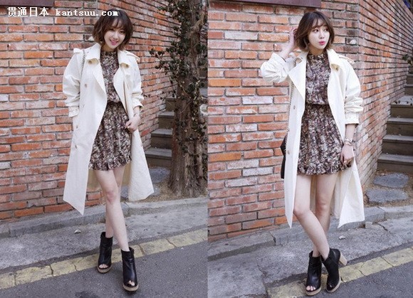 连衣裙巧搭外套 时尚美丽一百分