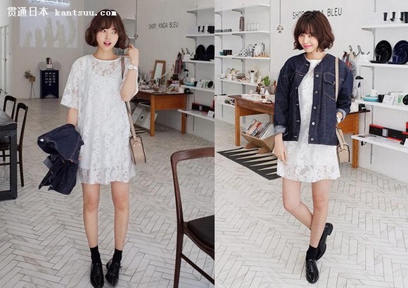 连衣裙巧搭外套 时尚美丽一百分