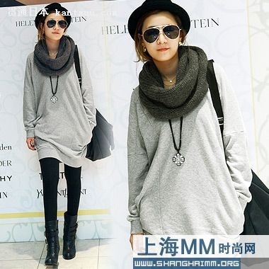 长袖连衣裙首选 legging+短靴